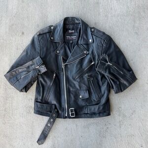 Wilsons Leather Experts Mens Black Motorcycle Jacket Thinsulate Lined Size M